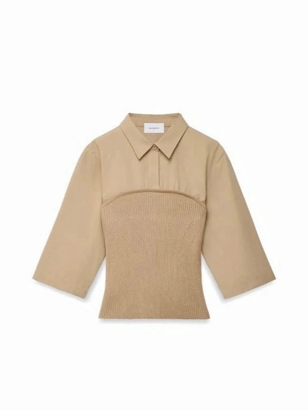 Wandler Collared Knit Panel Top in Brown